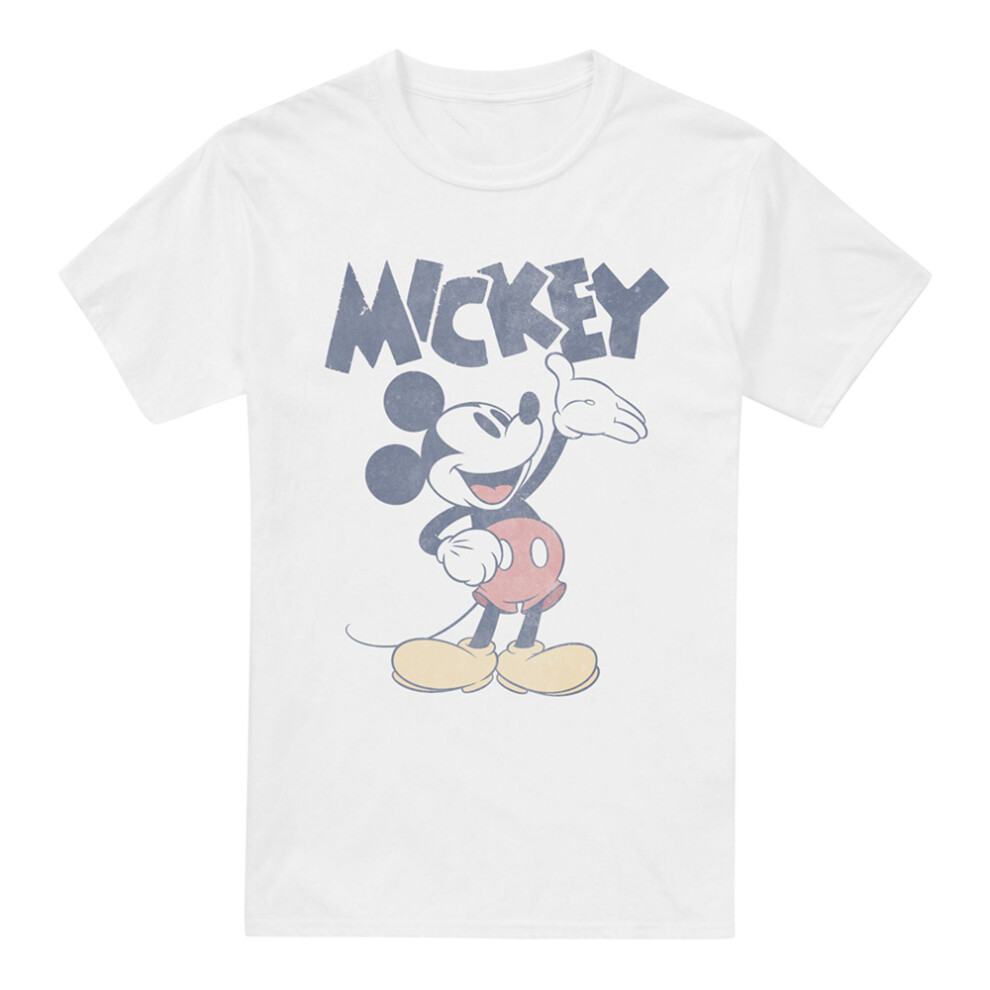 (XL, White) Mickey Mouse & Friends Mens Washout T-Shirt