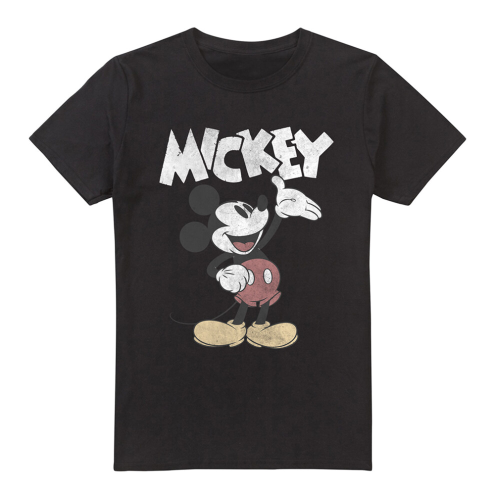 (XL, Black) Mickey Mouse & Friends Mens Washout T-Shirt