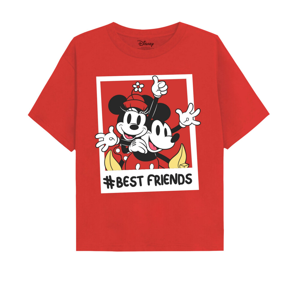 (3-4 Years, Red) Disney Girls Bestfriends Mickey & Minnie Mouse T-Shirt