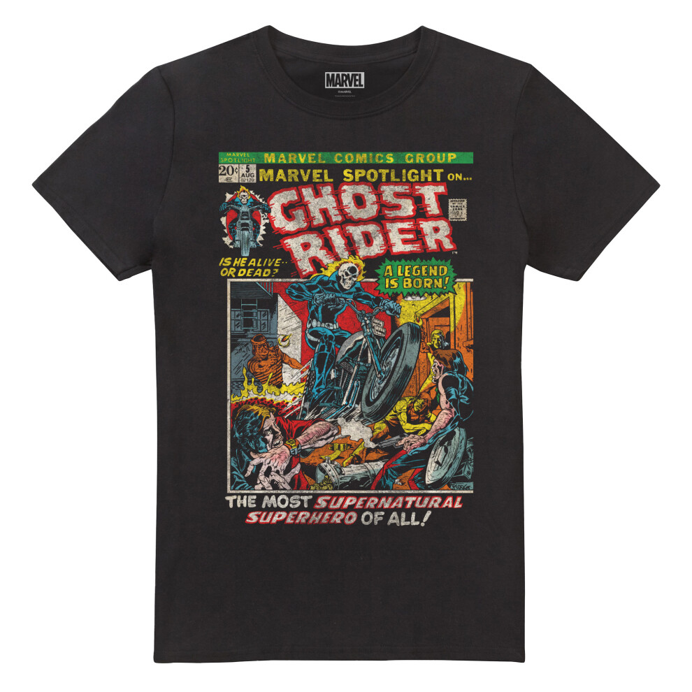 (S, Black) Marvel Mens Ghost Rider Is Born T-Shirt