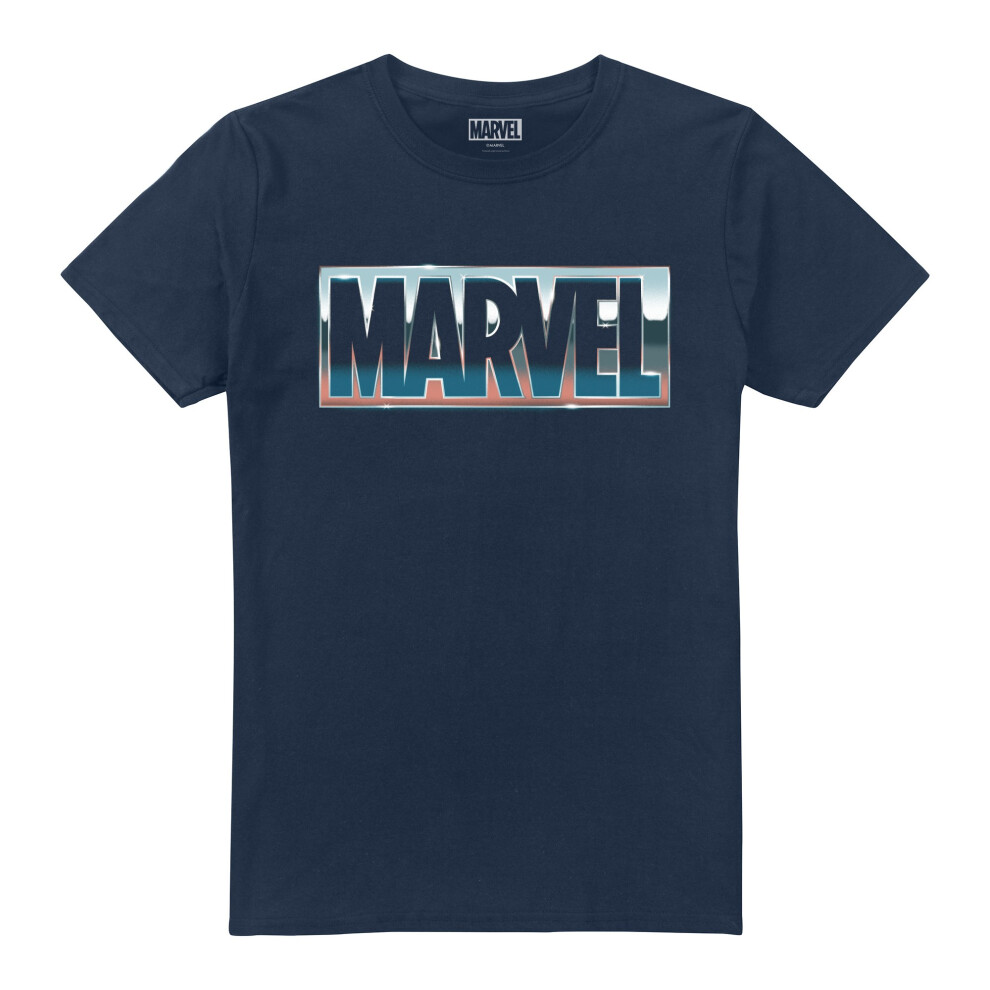 (S, Navy) Marvel Mens Blue Steel T-Shirt