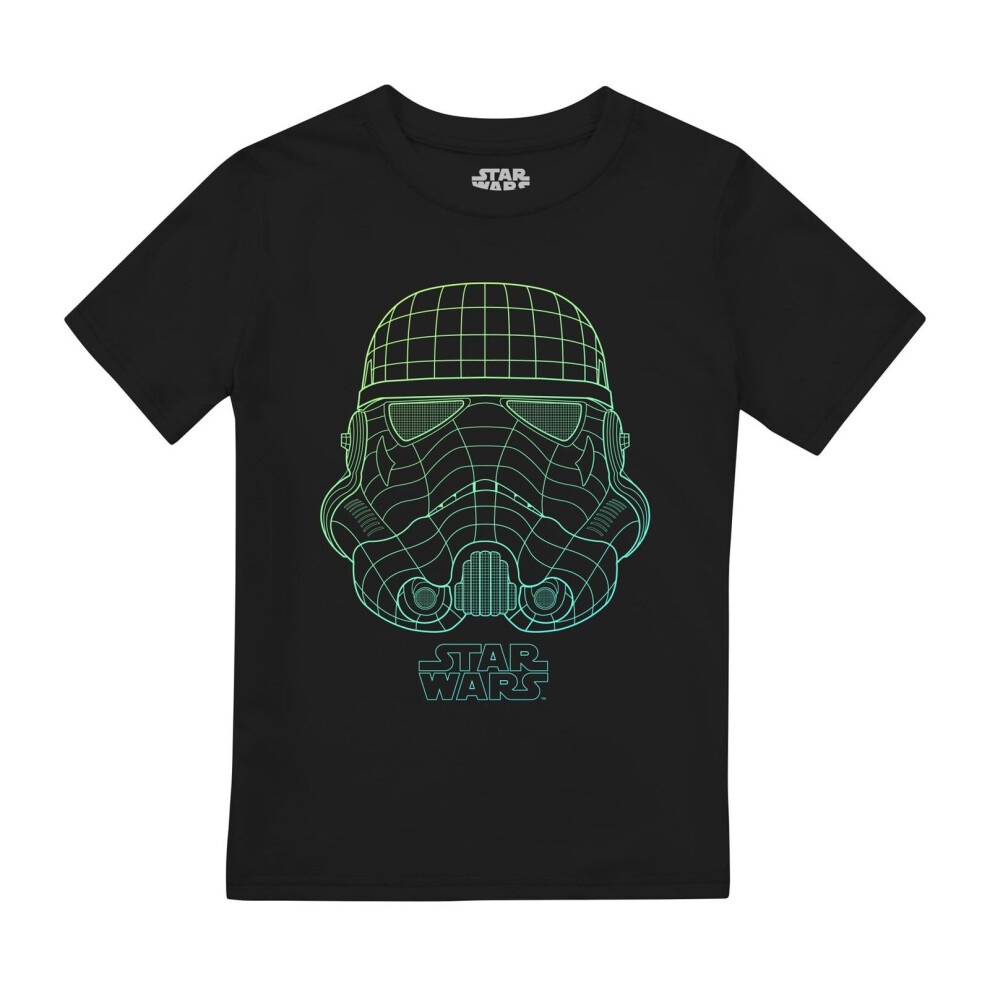 (12-13 Years, Black) Star Wars Boys Trooper Grid T-Shirt