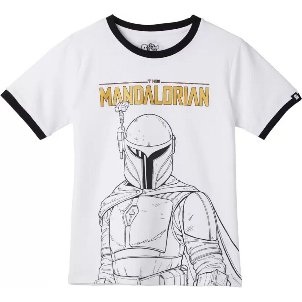 (12-13 Years, White) Star Wars: The Mandalorian Boys T-Shirt