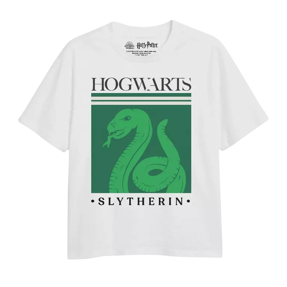 (12-13 Years, White/Green) Harry Potter Girls Slytherin T-Shirt