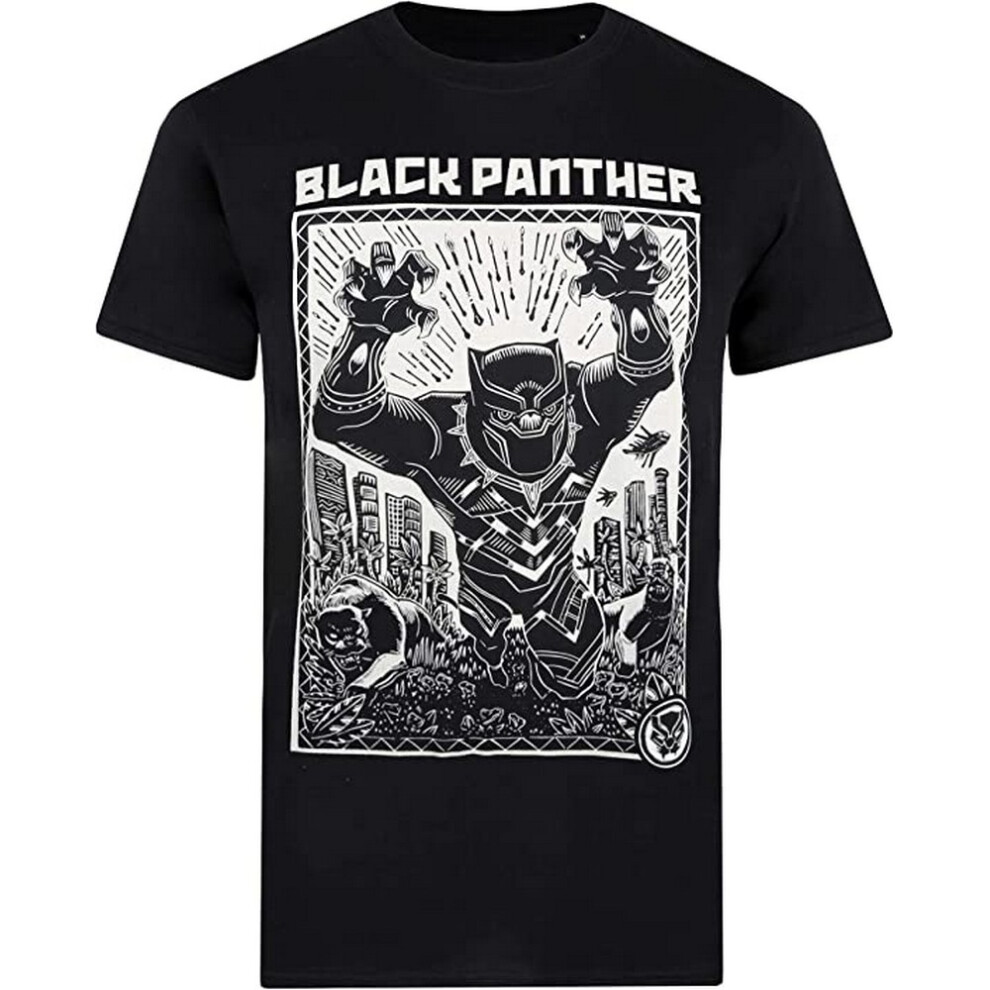 Black Panther Mens Linocut T-Shirt