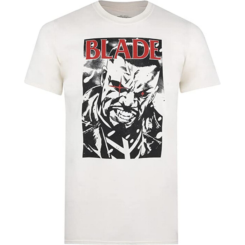 (XXL, Natural/Black/Red) Marvel Mens Stare Blade T-Shirt