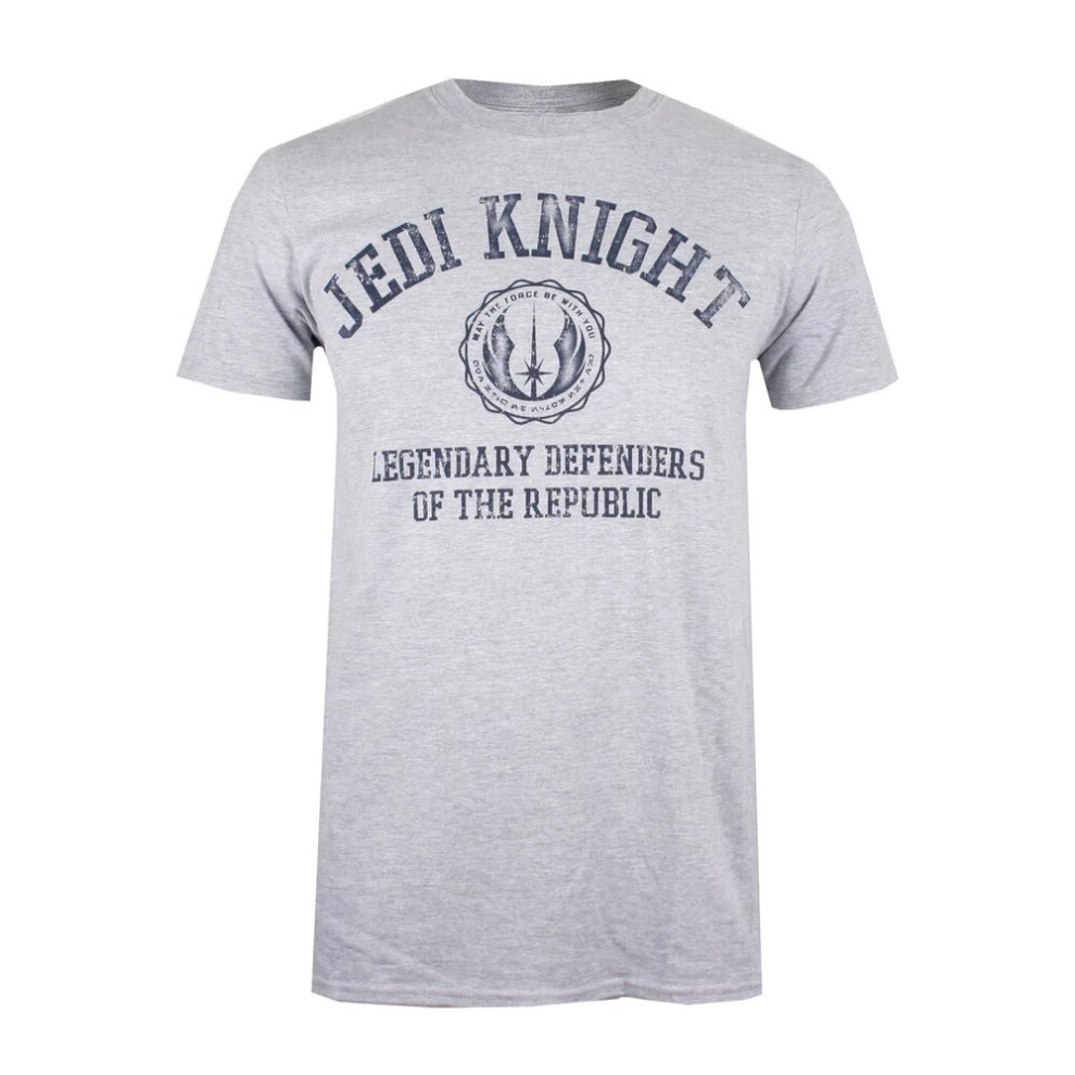 (XXL, Grey) Star Wars Mens Legendary Defenders Of The Republic Jedi Knight Marl T-Shirt