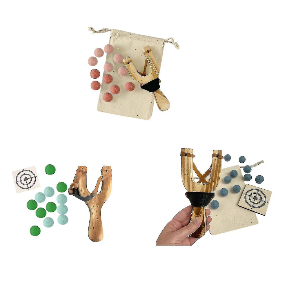 (Pink) Hunting Slings Catapult Wooden Handle Slings Outdoor Game Shooting Target Pink