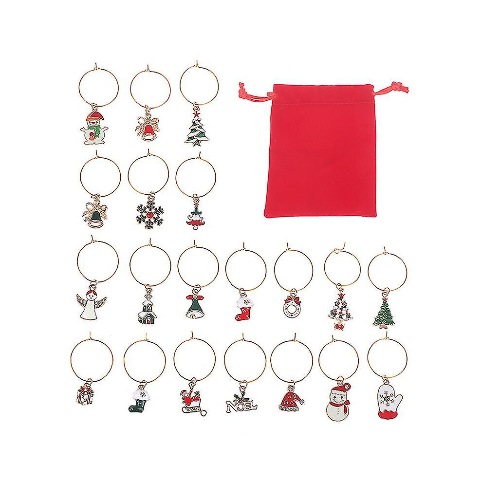 20pcs Christmas Wine Glass Markers Holiday Drink Marker Charms For Wine Glasses