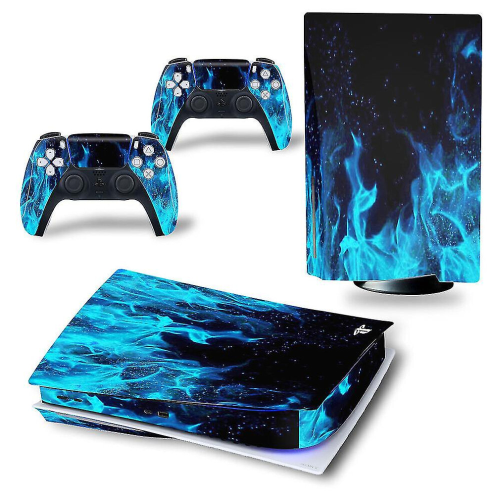 (Blue Flame) Ps5 Sticker Vinyl Skin Decals For Playstation 5 Console Controller Decor Gift