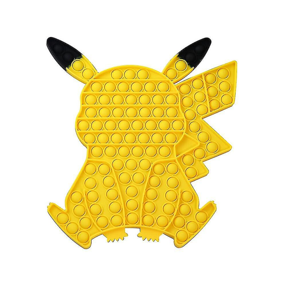 (Pikachu 1) Silicone Decompression Toy Cute Rainbow Push Bubble Fidget Toy