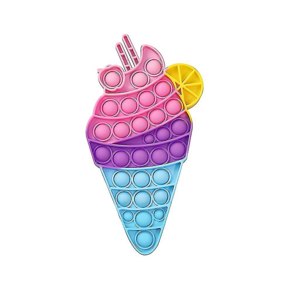 (Cone Style 1) Silicone Decompression Toy Cute Rainbow Push Bubble Fidget Toy