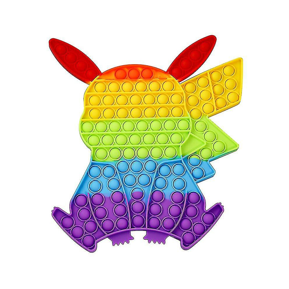 (Pikachu 3) Silicone Decompression Toy Cute Rainbow Push Bubble Fidget Toy