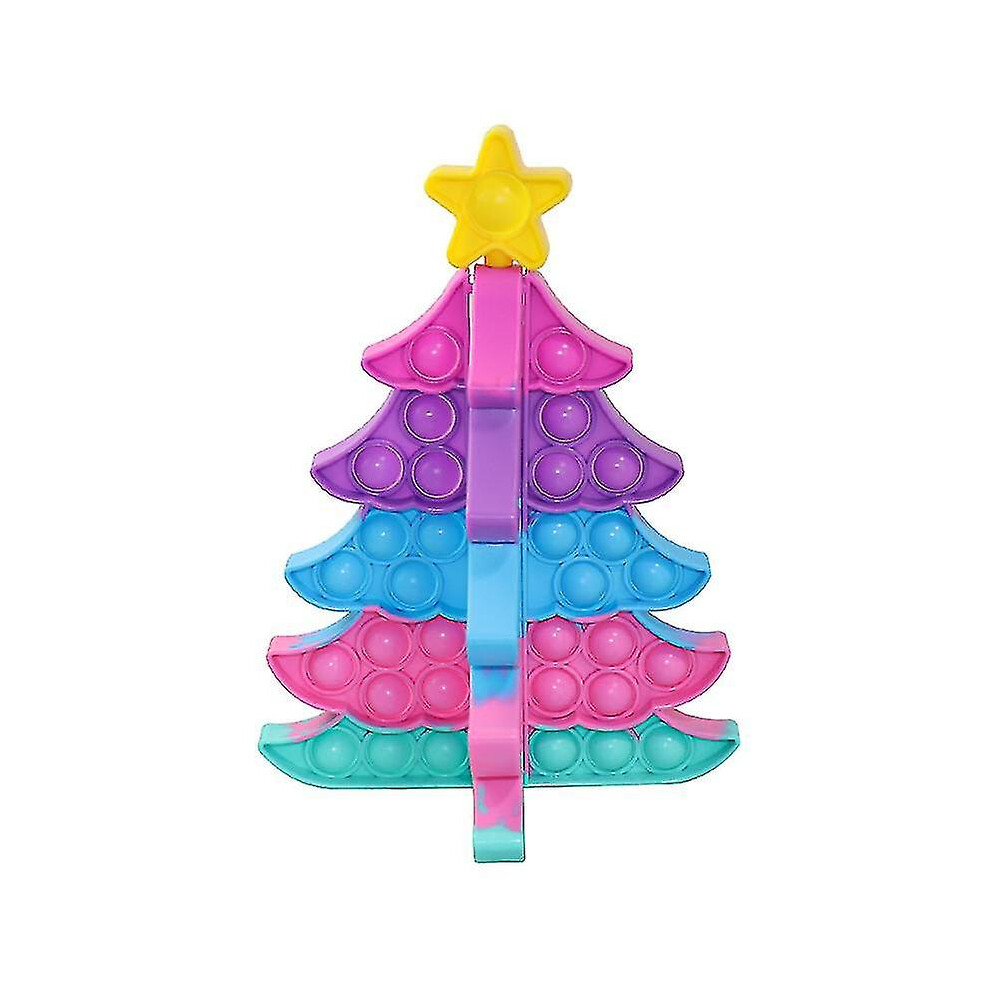 (Tree 2) Silicone Decompression Toy Cute Rainbow Push Bubble Fidget Toy