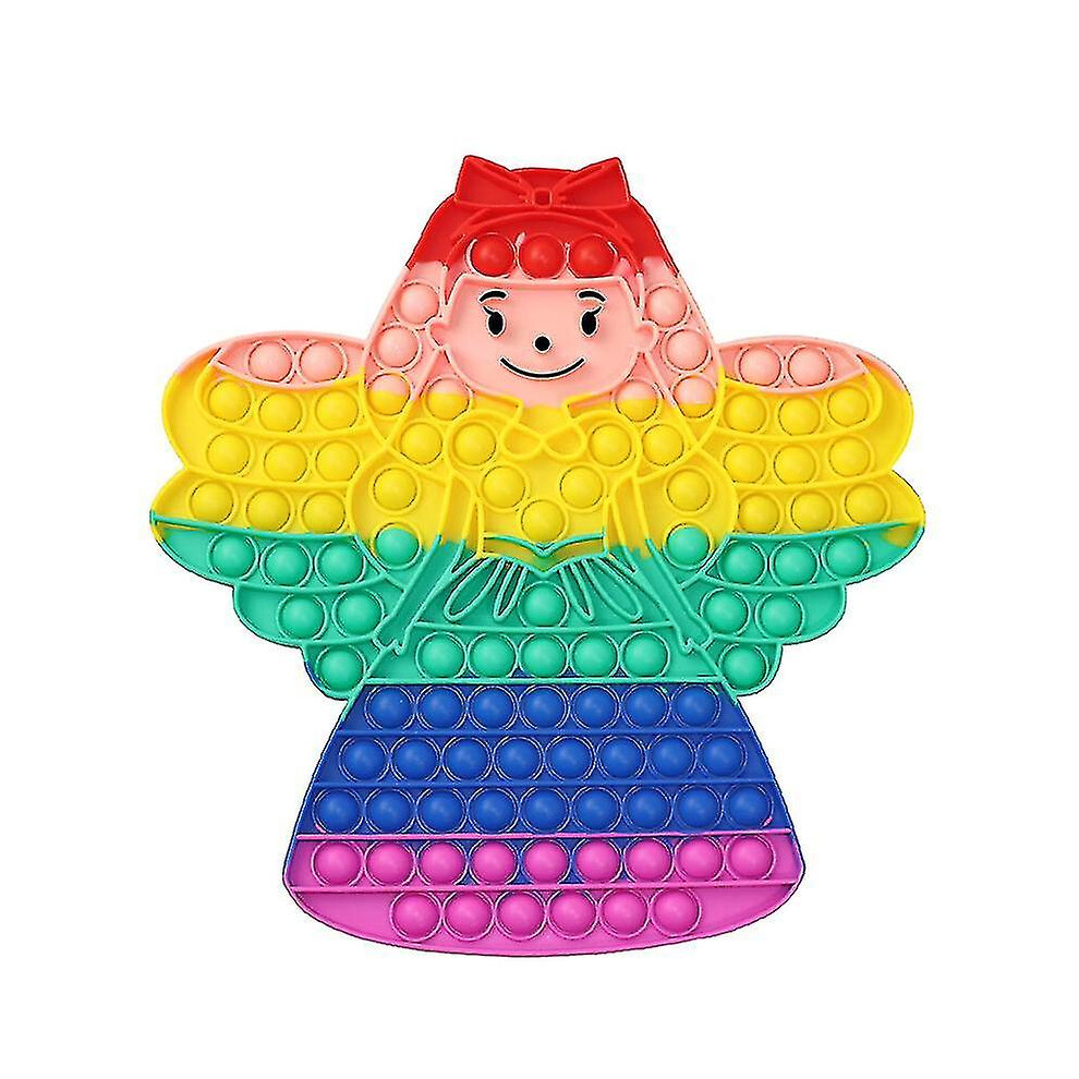 (Princess Style 4) Silicone Decompression Toy Cute Rainbow Push Bubble Fidget Toy