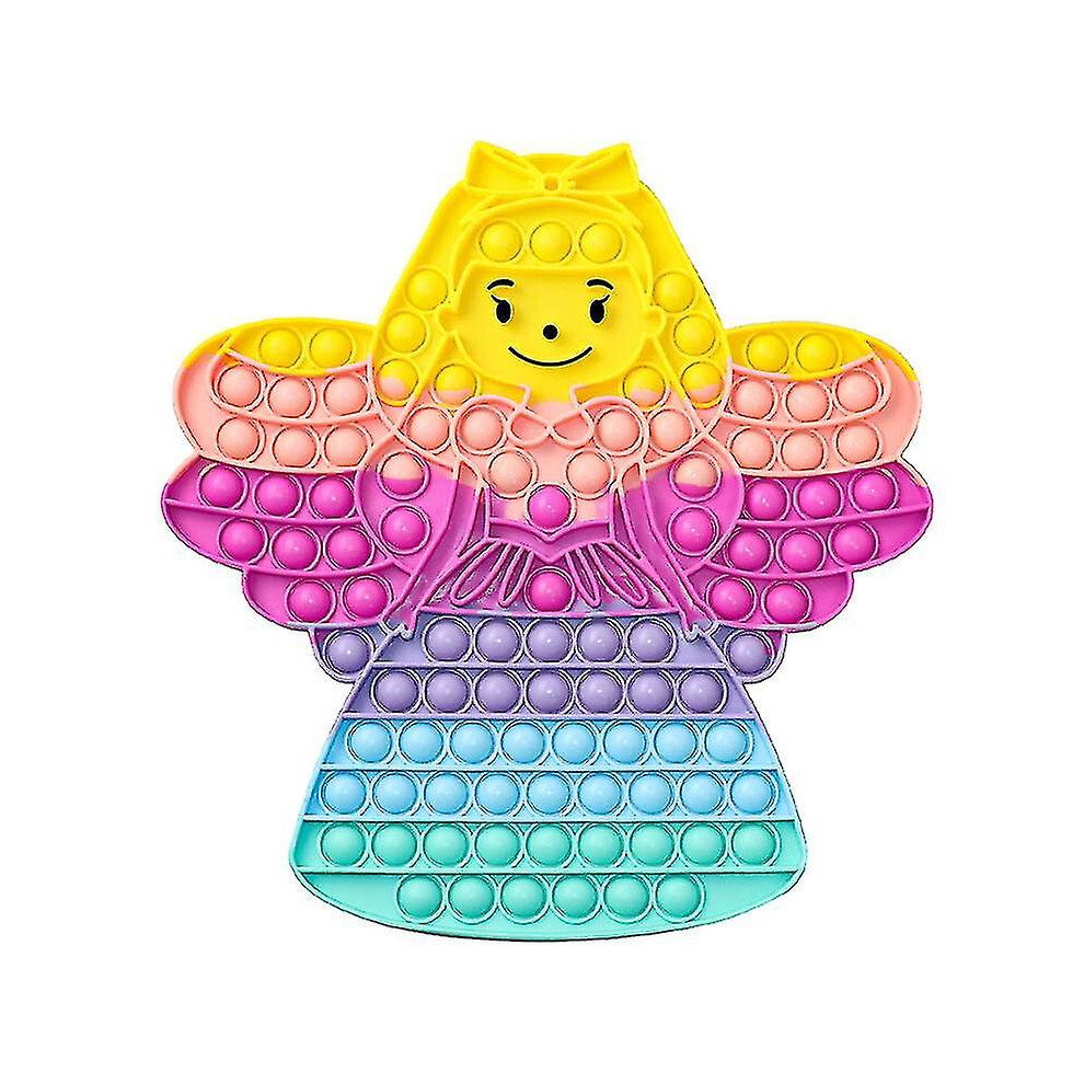 (Princess Style 2) Silicone Decompression Toy Cute Rainbow Push Bubble Fidget Toy