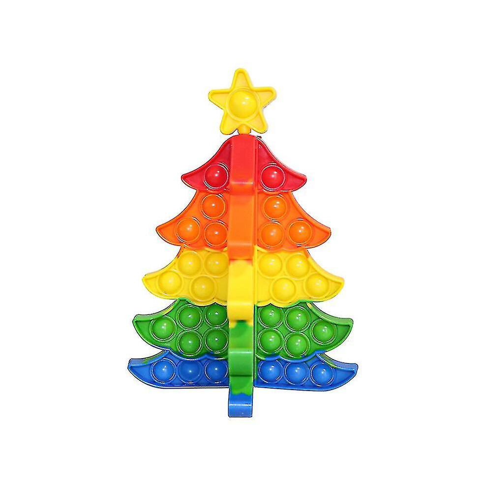 (Tree 1) Silicone Decompression Toy Cute Rainbow Push Bubble Fidget Toy