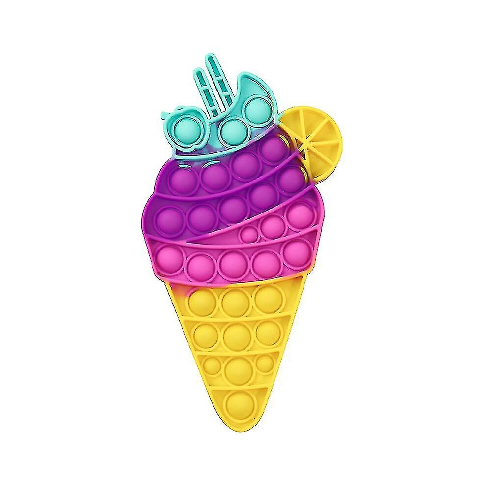 (Cone Style 2) Silicone Decompression Toy Cute Rainbow Push Bubble Fidget Toy