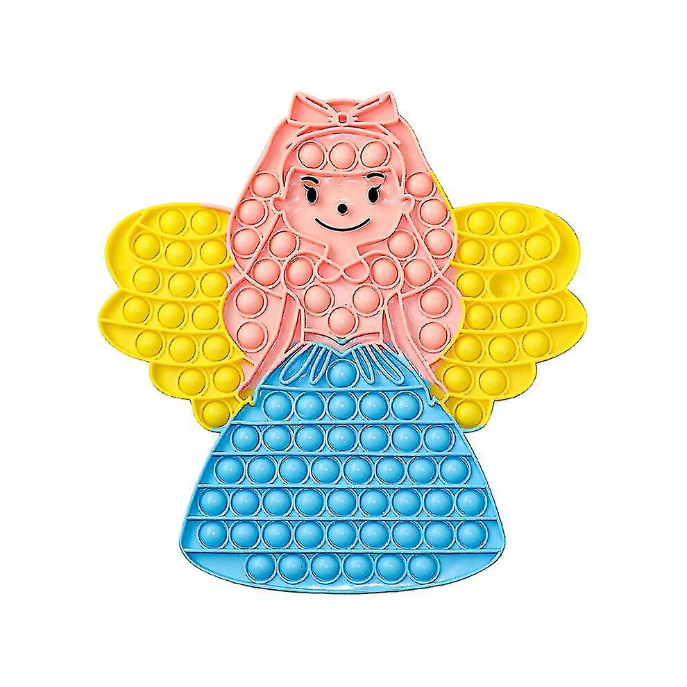 (Princess Style 1) Silicone Decompression Toy Cute Rainbow Push Bubble Fidget Toy