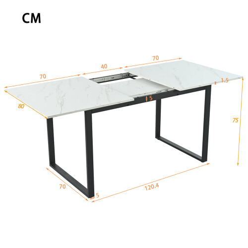 140/180x80x75cm Dining Table Telescopic Table, with Marble Patterns 1