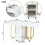 Folding Dining Table (1 piece) with Cupboard and 2 Drawers, White/Gold 2
