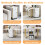 Folding Dining Table (1 piece) with Cupboard and 2 Drawers, White/Gold 5