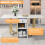 Folding Dining Table (1 piece) with Cupboard and 2 Drawers, White/Gold 6