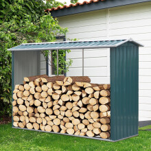 Outdoor Garden Steel Log Storage Shed Green