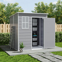 6 x 6FT Durable PP Storage Shed with Pent Roof, Window, Vent