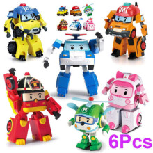 6X Academy Robocar Toys Poli Roy Amber Robot Mark Bucky Transformers Robot Car