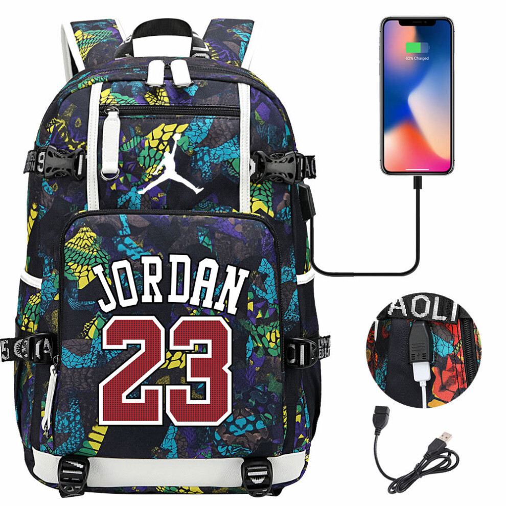(Style 4) Basketball Player Jordan Logo Backpack, School Bag
