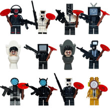 12Pcs Skibidi Toilet Minifigures Toys TV Monitor Man Building Blocks Figures Fits
