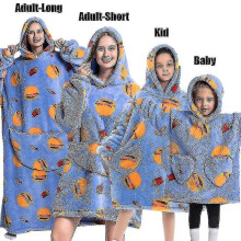 (1pc toKid Free Size) Oversized Sweatshirts Wearable Blankets Family Matching Clothes Animal Cartoon Costume Family Tv Blankets Sherpa Hoodiesfh124 High Quality
