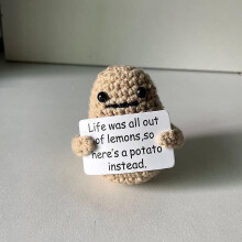 (B) Funny Positive Potato Cute Wool Knitting Doll With Positive Card Potato Doll
