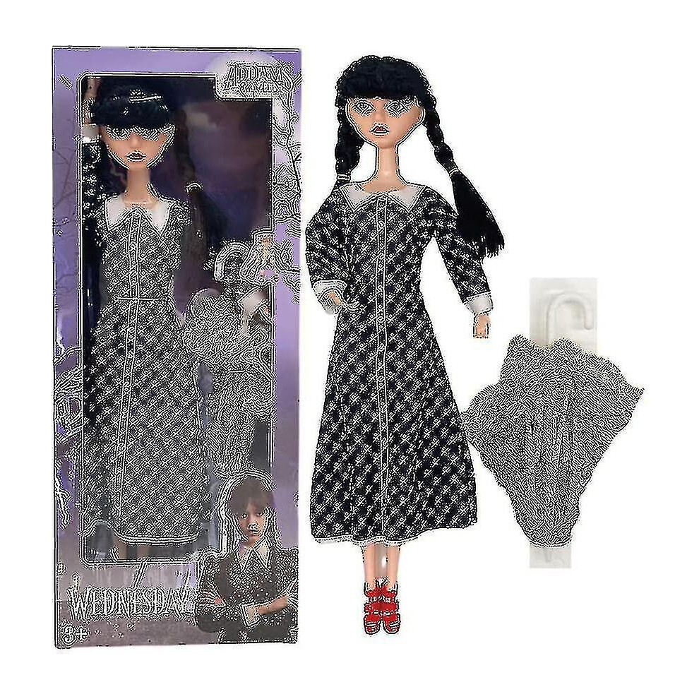 (Polka dot skirt) Wednesday Addams Dolls Plush Toys, Made To Move Wednesday Adams Dolls For Kids