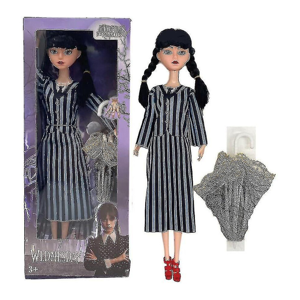(Striped skirt) Wednesday Addams Dolls Plush Toys, Made To Move Wednesday Adams Dolls For Kids