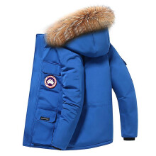 (Blue, M) Men's Winter Puffer Jacket Thicken Winter Coat With Hood
