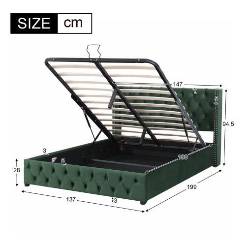 Upholstered Bed, with Hydraulic Lever, Functional Bed from Storage 1