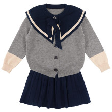 (110cm) Girls Knitted Suit Skirt Preppy Sweater Skirt Modal Core-spun Yarn Skirt
