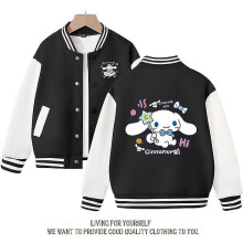 (black, 120) Spring/autumn Sanrio Children's Jacket Cinnamoroll Coats Cute Anime Cartoon Kawaii Loose Sports Baseball Clothes Birthday Gift