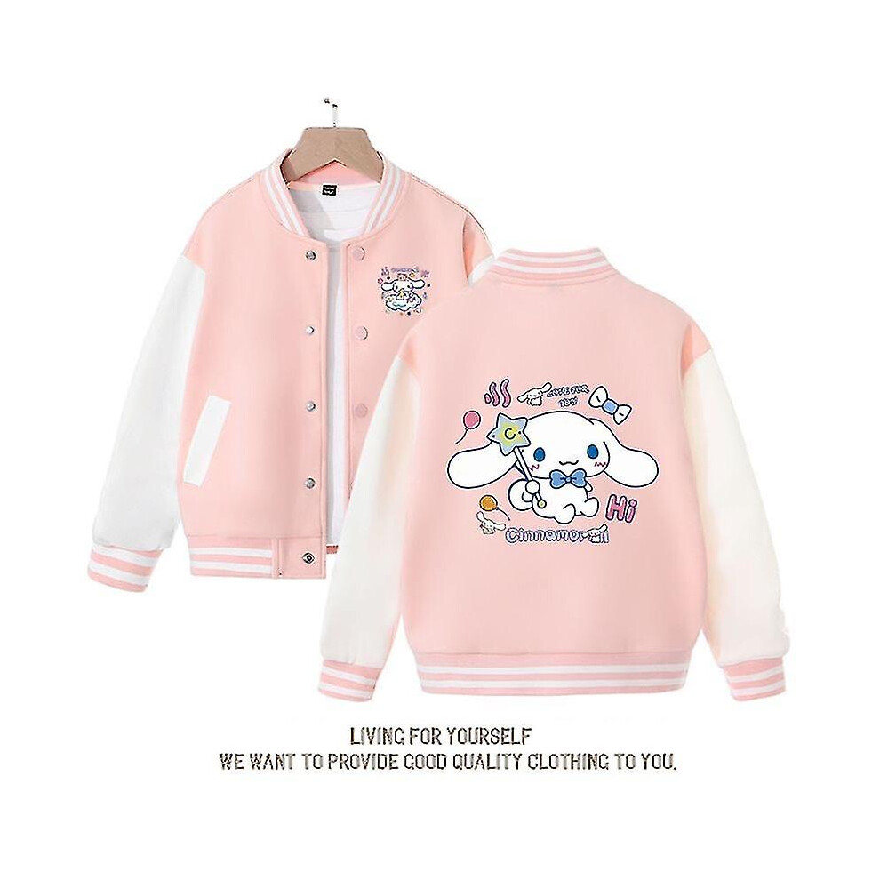 (Pink, 150) Spring/autumn Sanrio Children's Jacket Cinnamoroll Coats Cute Anime Cartoon Kawaii Loose Sports Baseball Clothes Birthday Gift