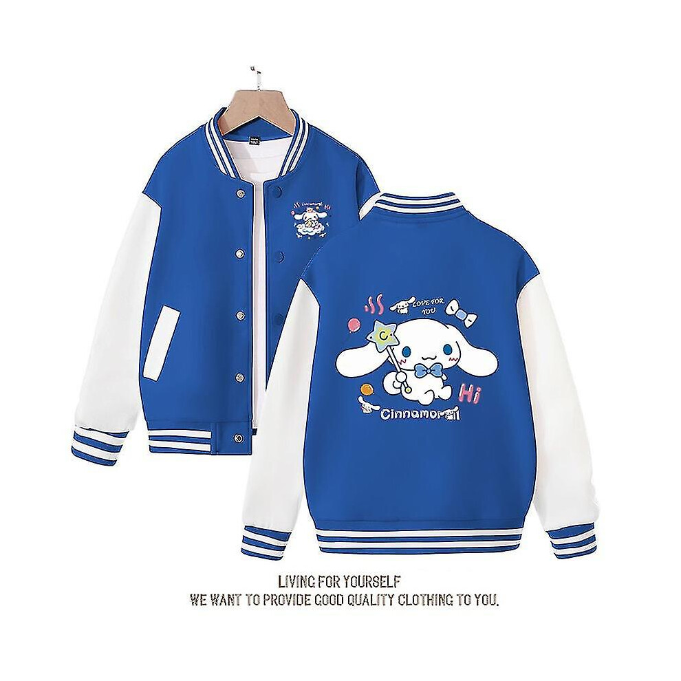 (royal blue, 90) Spring/autumn Sanrio Children's Jacket Cinnamoroll Coats Cute Anime Cartoon Kawaii Loose Sports Baseball Clothes Birthday Gift