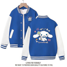 (royal blue, 160) Spring/autumn Sanrio Children's Jacket Cinnamoroll Coats Cute Anime Cartoon Kawaii Loose Sports Baseball Clothes Birthday Gift
