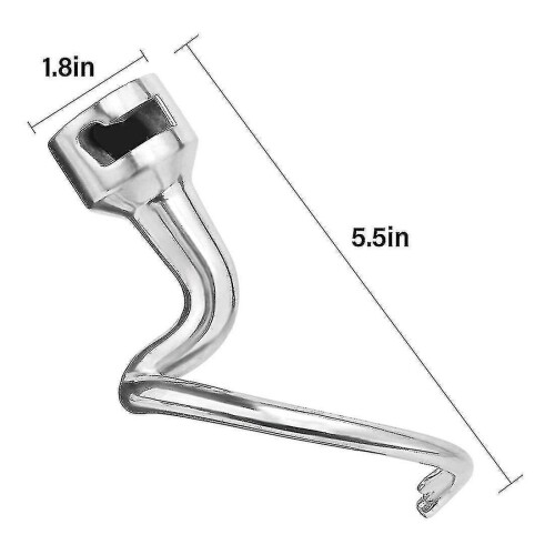 Dough Hook Replacement Compatible With Kitchenaid Stand Mixer, Stainless Steel K45dh Dough Hook Comp 2