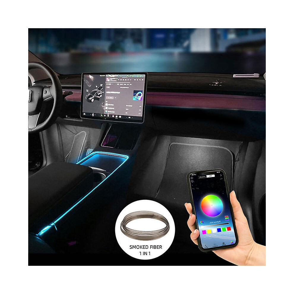 (Smoked 1In1 2M) For Tesla Model 3 Y Car Neon S Ambient Auto Led Strip S App Control Center Console Dashboard Accessories Light