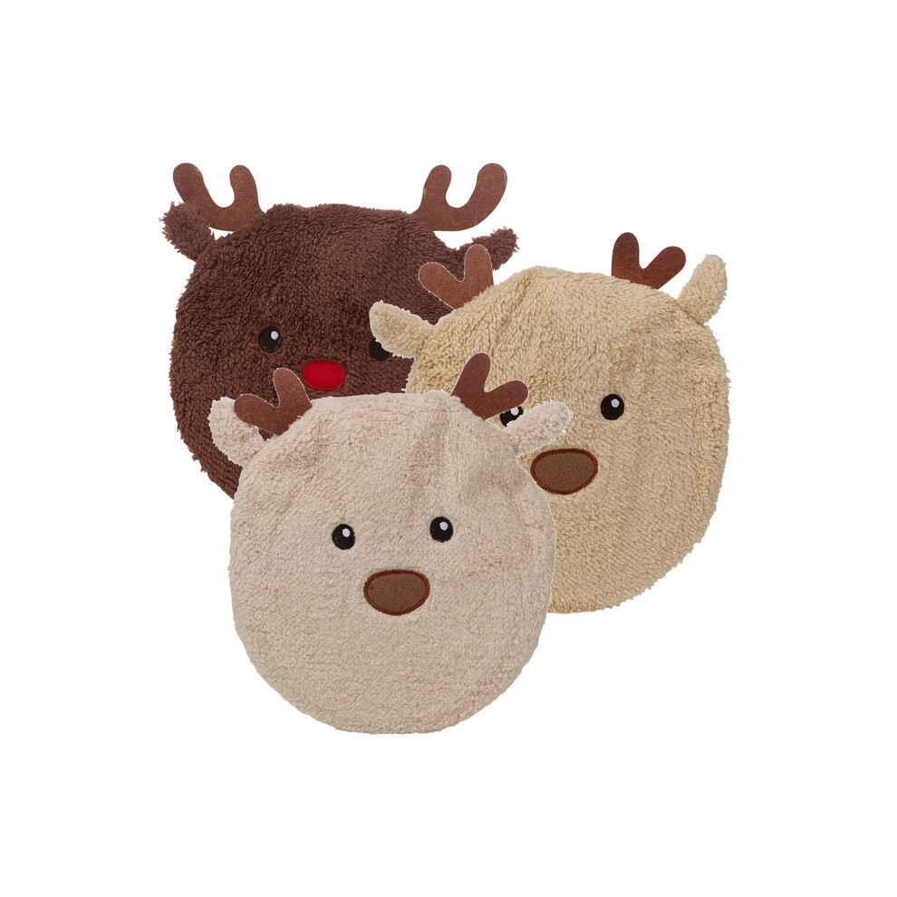 0.85L Hot Water Bottle With Fluffy Christmas Reindeer Cover Stress & Pain Relief