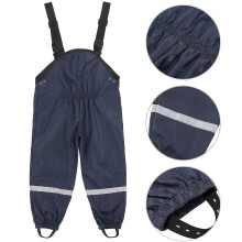 (128, Navy) Unisex Children's Rain Dungarees Windproof And Waterproof Mud Trousers