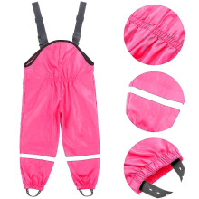(80, Pink) Unisex Children's Rain Dungarees Windproof And Waterproof Mud Trousers