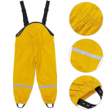 (80, Yellow) Unisex Children's Rain Dungarees Windproof And Waterproof Mud Trousers