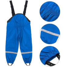 (92, Blue) Unisex Children's Rain Dungarees Windproof And Waterproof Mud Trousers